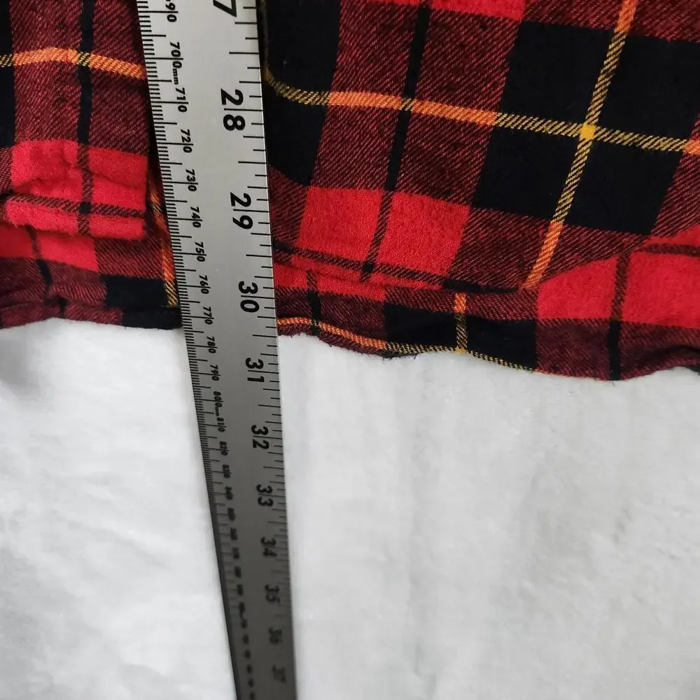 J Crew Flannel Shirt Red Black‎ Plaid L Classic Fit Heavyweight Button Up Grunge